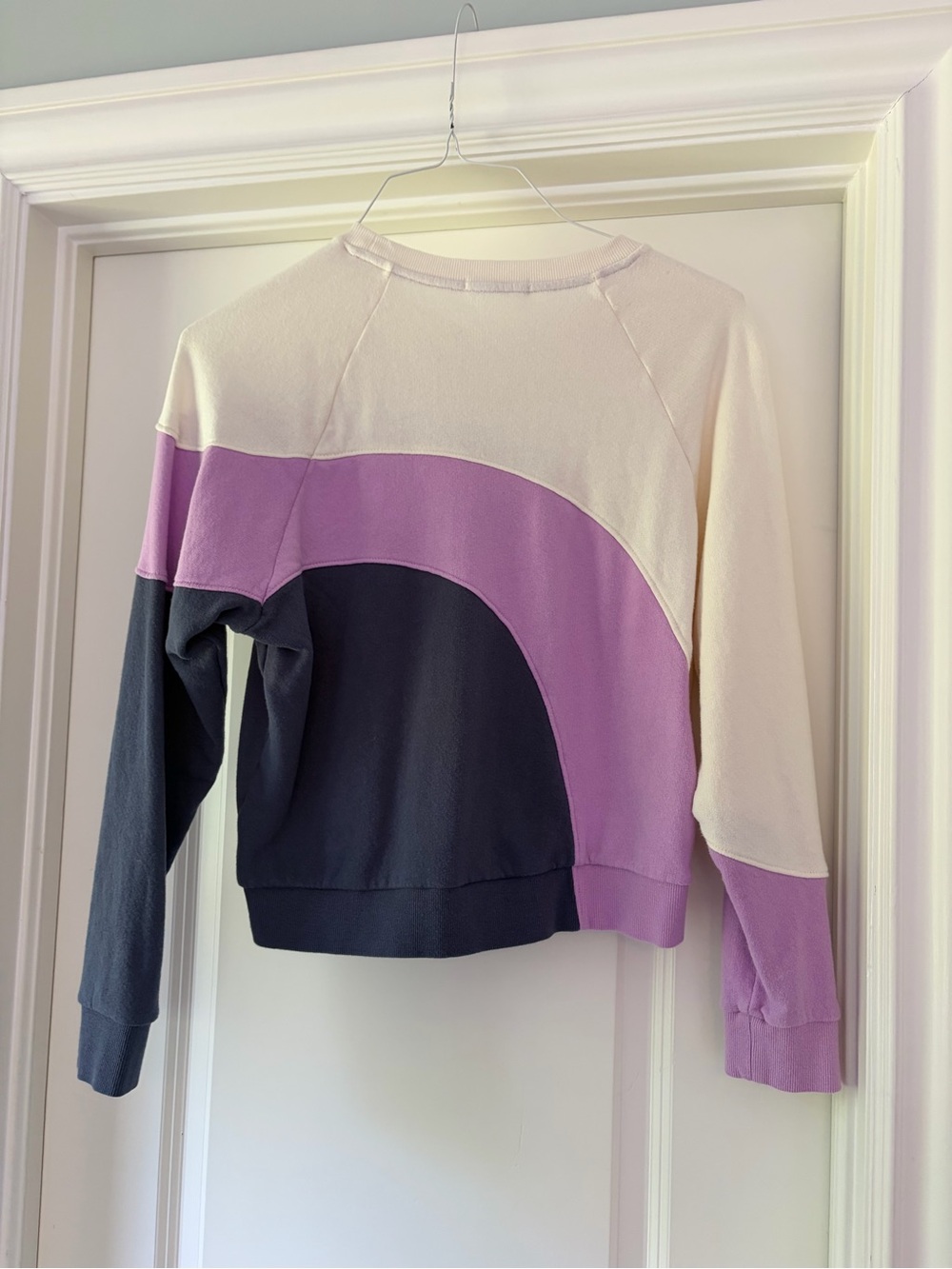 Marine Layer Colorblock Crewneck Sweatshirt - Lavender, Cream & Charcoal - Picture 2 of 3